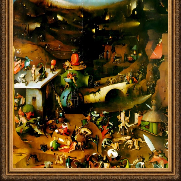 Hieronymus Bosch, Last Judgement, c.1500,  A4 / A3 reproduction fine art print. Heavyweight textured paper / real art canvas