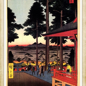 Ando Hiroshige - Inari-helgedomen i Oji - Japanskt träblocktryck från 1800-talet, A4/A3 tungt konstpapper, arkivbläck
