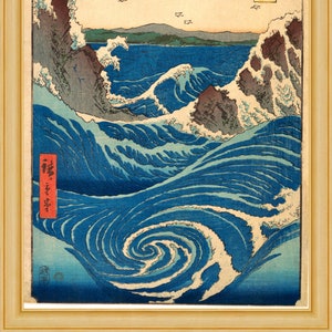 Utagawa Hiroshige - Naruto Whirlpool, Awa Province, 1853 - 19th c Japanese woodblock print, A4 / A3 heavyweight art paper, archival inks