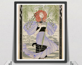 Vintage Art Nouveau print (#075) – a rare late 19th Century German 'Jugendstil' art print. A4 / A3 poster, Home Decor, Wall Art