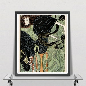 Vintage Art Nouveau print (#076) – a rare late 19th Century German 'Jugendstil' art print. A4 / A3 Poster, Home Decor, Wall Art