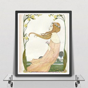 Vintage Art Nouveau print (#020) – a rare late 19th Century German &#39;Jugendstil&#39; art print. A4 / A3 Poster, Home Decor, Wall Art