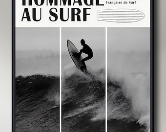 Hommage au Surf Biarritz 1989 Exhibition Poster, A4 / A3 / A2 / A1 / A0  Premium Matte Fine Art Poster Surf Lover Gift, Unframed/Framed