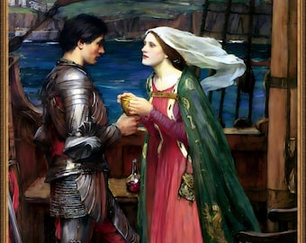 J. W. Waterhouse, Tristan & Isolde with the Potion, c.1909, A4 / A3 / A2 / A1 / A0  Premium Matte Fine Art Poster, Art Gift, Unframed/Framed