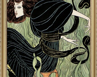 Vintage Art Nouveau print (#016) - 19th c German Jugendstil, museum-quality 250gsm matte paper giclée print /art canvas / unframed / framed.