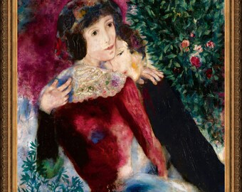 Marc Chagall, Les Amoureux, 1930, A4 / A3 reproduction fine art print. Heavyweight paper
