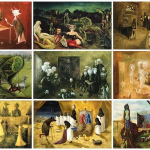 12 x Leonora Carrington postcards – a set of 12 reproduction art postcards - 300gsm premium-quality matte photo card