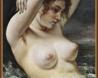 Gustave Courbet, Woman in the Waves, A4 / A3 / A2 / A1 / A0  Premium Matte Fine Art Poster Wall Art Gift, Floral art, Unframed/Framed