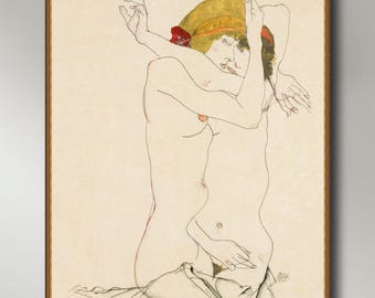 Egon Schiele, Two Women Embracing (1913), INSTANT DOWNLOAD ultra-hi-res XL 300dpi print-ready digital files in 5 ratios