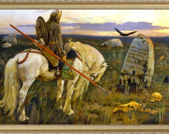 Viktor Vasnetsov, Knight at Crossroads, 1878-  A4 / A3 reproduction fine art print. Heavyweight paper
