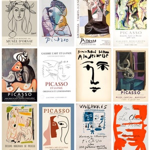 12 cartoline con poster della mostra Picasso (serie 3) – un set di 12 cartoline artistiche riprodotte – cartoncino fotografico opaco di qualità premium da 300 gsm