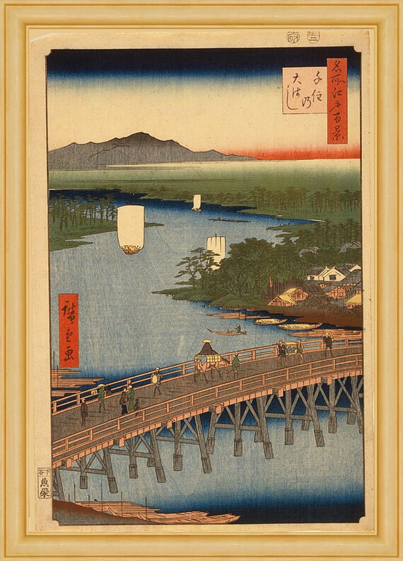 Old Woodblock Print by Hiroshige - 19thC Old Woodblock Print by Hiroshige - 19thC