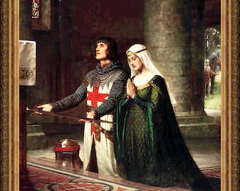 Edmund Blair Leighton, Devotion, c1901 - A4 / A3 reproduction fine art print. Heavyweight paper