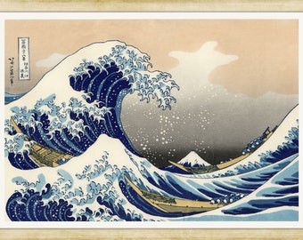 The Great Wave Off Kanagawa – Katsushika Hokusai, c1830, 19th century woodblock print, A4 / A3 heavyweight art paper, archival inks
