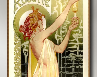 Privat Livemont (1896) Art Nouveau poster, Absinthe Robette, museum-quality 250gsm matte paper giclée print /art canvas / unframed / framed