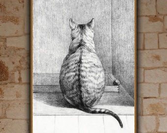 Jean-Bernard, Sitting Cat, 1812, museum-quality 250gsm matte paper giclée print /art canvas / unframed / framed