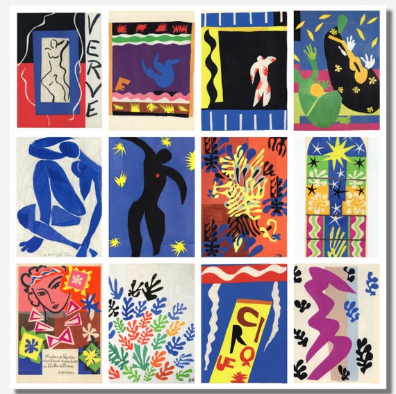12 x Henri Matisse postcards – a set of 12 reproduction art postcard-sized mini-prints - 300gsm premium-quality matte photo card