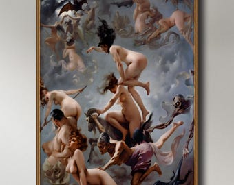 Luis Ricardo Falero, Witches Going To Their Sabbath, 19thc., museum-quality 250gsm matte paper giclée print /art canvas / unframed / framed