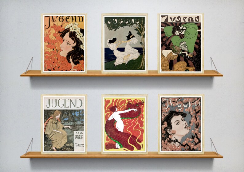 6 X A4 Vintage Art Nouveau Prints a Set of Six 1890s German Etsy UK