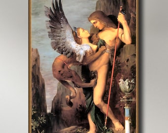 Gustave Moreau, Oedipus and the Sphinx, 1864, museum-quality 250gsm matte paper giclée print /art canvas / unframed / framed