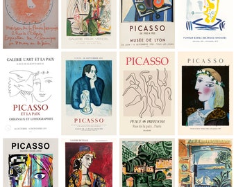 12 x Picasso exhibition poster postcards (series 2) – a set of 12 reproduction art postcards - 300gsm premium-quality matte photo card