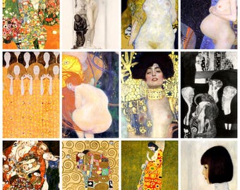 12 x Gustav Klimt postcards (series 4) – a set of 12 reproduction art postcard-sized mini-prints -  premium-quality 300gsm matte photo card