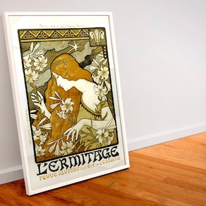 Paul Berthon, L&#39; Ermitage, cartel Art Nouveau, 1897, impresión giclée de papel mate de 250 g/m² con calidad de museo / lienzo de arte / sin marco / enmarcado