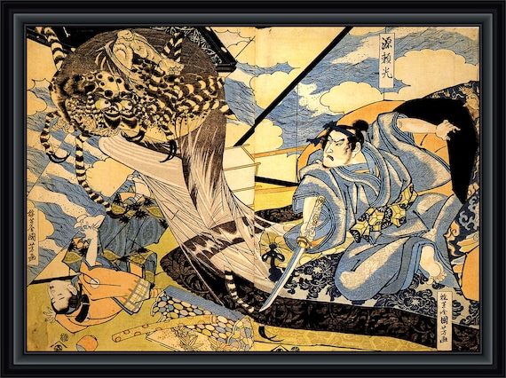Kuniyoshi Utagawa - Minamoto Yorimitsu or Raiko -  19c Japanese woodblock print, A4 / A3 heavyweight art paper, archival inks