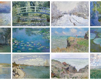 12 x Claude Monet postcards III – a set of 12 reproduction art postcard-sized mini-prints -  premium-quality 300gsm matte photo card