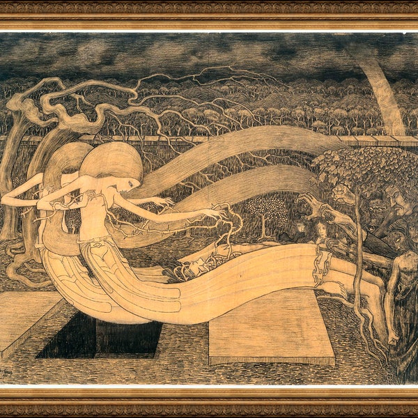 Jan Toorop, O Grave, Where is Thy Victory, 1892, Reproduction d'impression Art nouveau, papier d'art épais A4 / A3 / vraie toile d'art