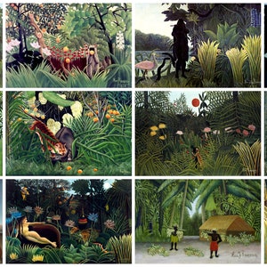 12 cartoline di Henri Rousseau: un set di 12 riproduzioni artistiche in formato cartolina in mini-stampe - cartoncino fotografico opaco di qualità premium da 300 gsm