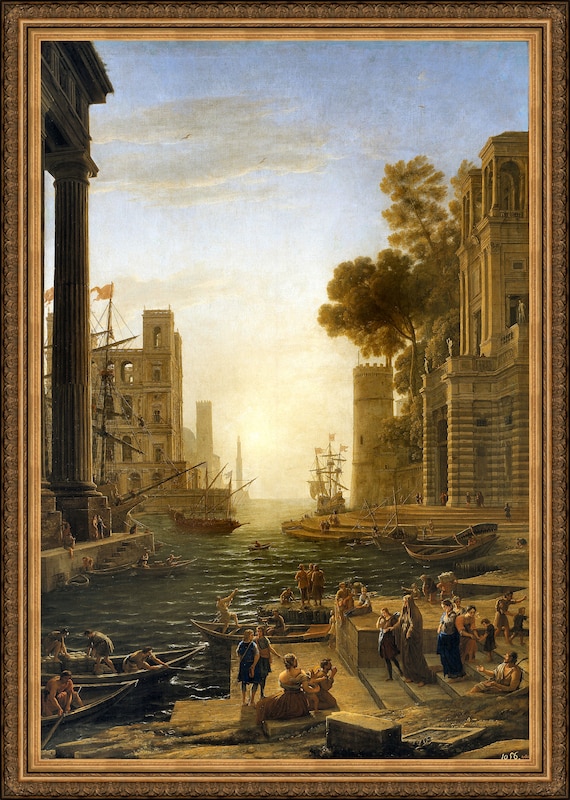 Claude Lorrain, Embarkment of St Paula Romana A4 / A3 reproduction fine art print. Heavyweight textured art paper, archival inks