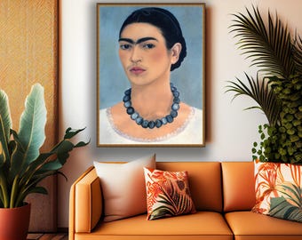 Frida Kahlo, Self-Portrait with Necklace, 1933, museum-quality 250gsm matte paper giclée print /art canvas / unframed / framed