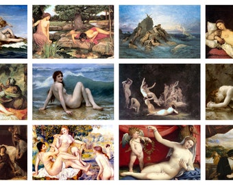 12 x Old Masters 'classic nudes' postcards, various artists - a set of 12 reproduction art postcards -  premium 300gsm matte photo card