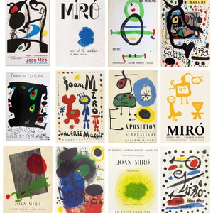 12 postales con el cartel de la exposición de Joan Miró (n.º 1): un conjunto de 12 postales de arte reproducidas en cartulina mate de 300 g/m² de primera calidad