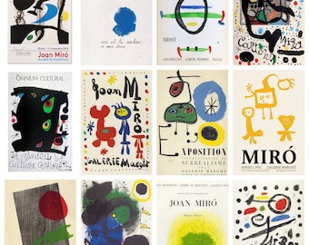 12 x Joan Miró exhibition poster postcards (#1) – a set of 12 reproduction art postcards -  premium-quality 300gsm matte photo card