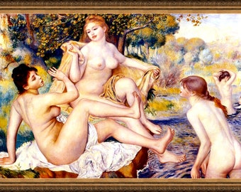 August Renoir, Women Bathing -  A4 / A3 reproduction fine art print. Heavyweight paper, archival inks