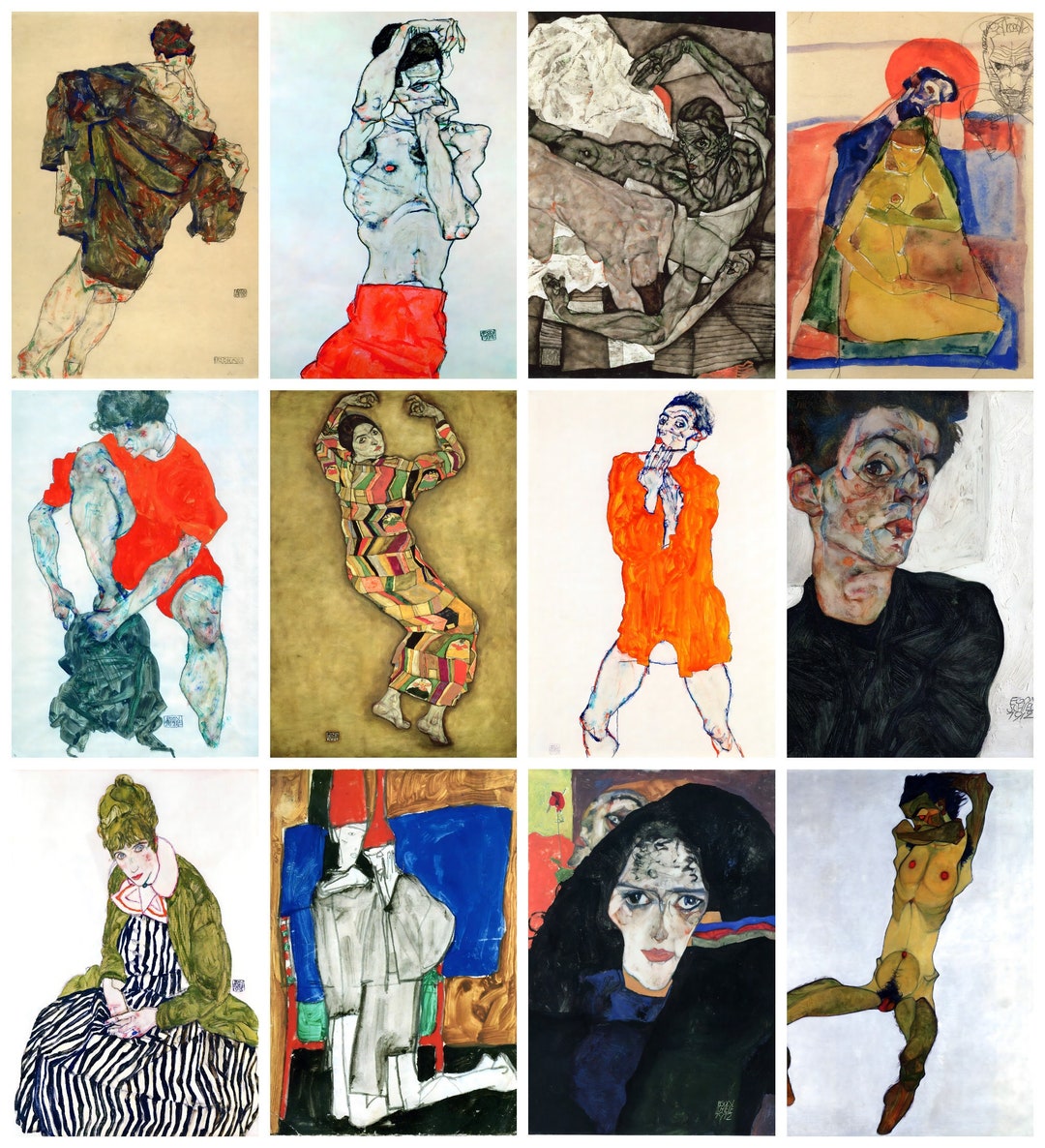 12 X Egon Schiele Postcards II A Set Of 12 Reproduction Art Postcard 12-x-egon-schiele-postcards-ii-a-set-of-12-reproduction-art-postcard