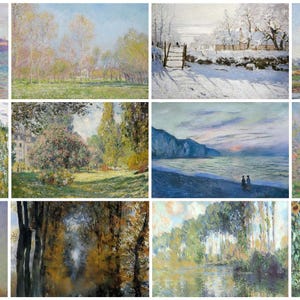 12 x Claude Monet postcards II – a set of 12 reproduction art postcard-sized mini-prints -  premium-quality 300gsm matte photo card