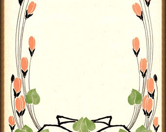 Vintage Art Nouveau print (#038) - a rare late 19th c German Jugendstil art print. A4 / A3 Heavyweight art paper, pigment archival inks