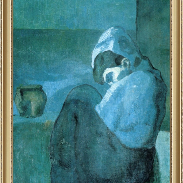 Pablo Picasso, Femme au bord de la mer, 1902, A4/A3 reproductie fine art print. Zwaar papier / echt kunstcanvas