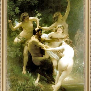 William Bouguereau, Nymphs and Satyr, c.1870 - A4 / A3  reproduction fine art print. Heavyweight paper