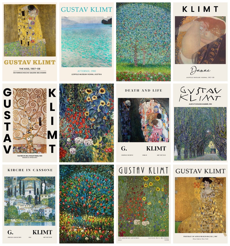 12 x Gustav Klimt postcards II a set of 12 reproduction art postcards premium-quality 300gsm matte photo card image 1