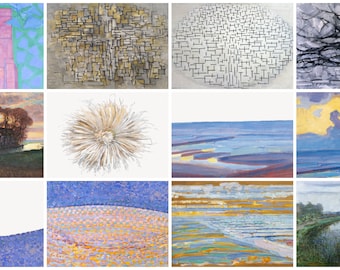 12 x Piet Mondrian postcards IV– a set of 12 reproduction art postcard-sized mini-prints -  premium-quality 300gsm matte photo card