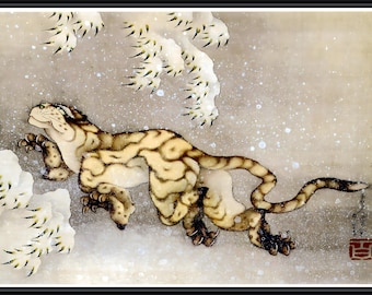 Katsushika Hokusai, Tiger in the Snow, 19c Japanese print, museum-quality 250gsm matte paper giclée print /art canvas / unframed / framed.