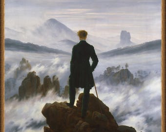Caspar David Friedrich, Wanderer Above the Sea of Fog, A4 / A3 / A2 / A1 / A0  Premium Matte Fine Art Poster Wall Art Gift, Unframed/Framed