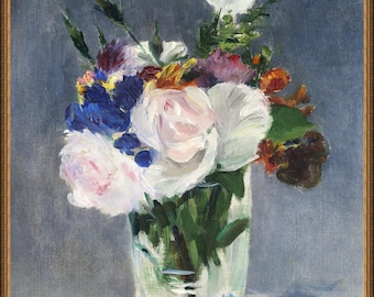 Eduard Manet, Flowers in a Crystal Vase, A4 / A3 / A2 / A1 / A0  Premium Matte Fine Art Poster Wall Art Gift, Bird art, Unframed/Framed