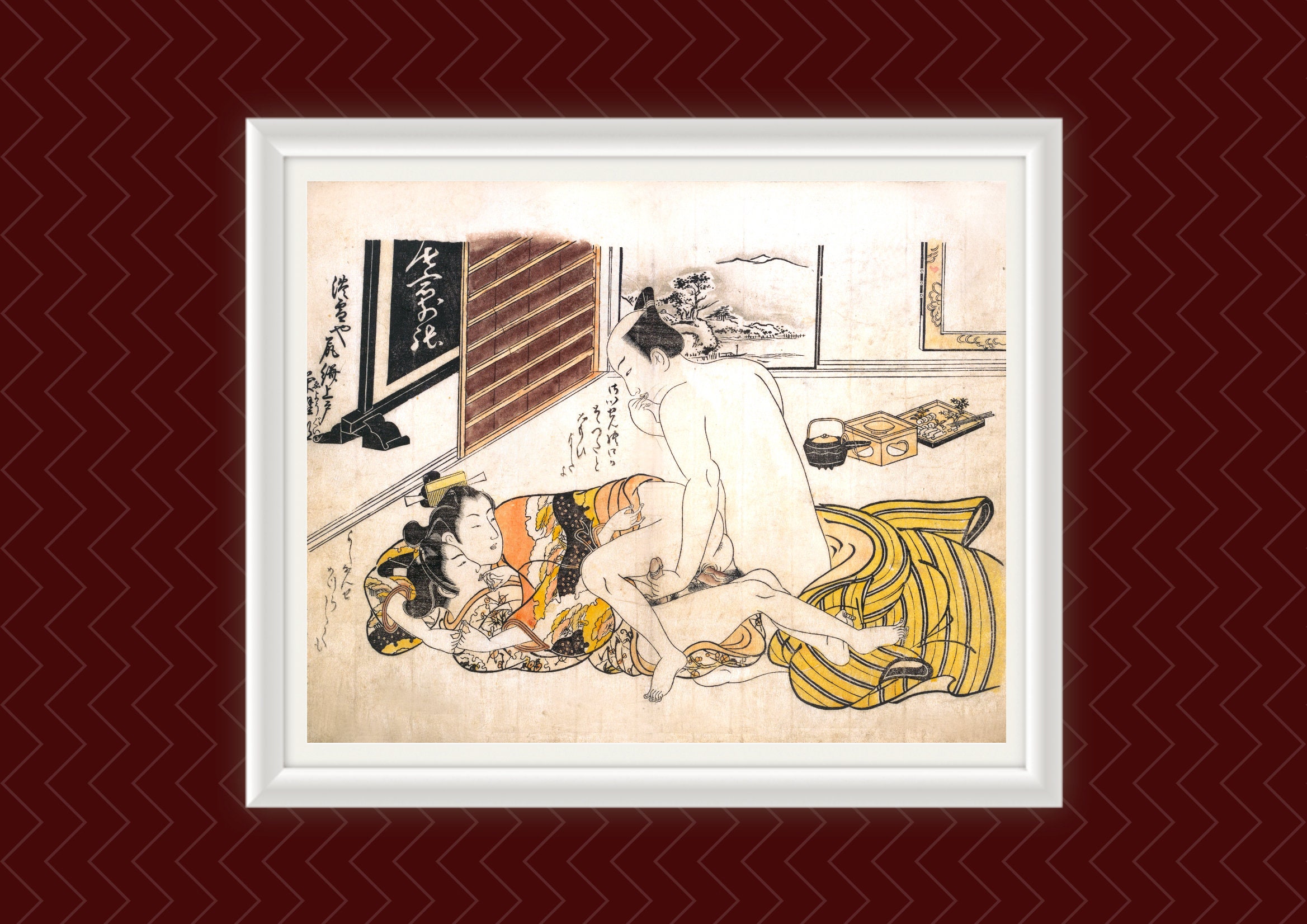 Erotic Japanese Shunga 春画 Print 18 an 18th C Reproduction 