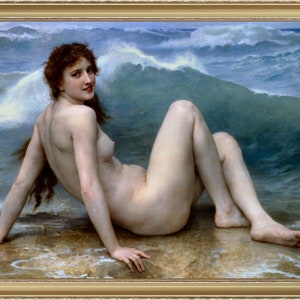 William Bouguereau, The Wave, 1896 - A4 / A3 reproduction fine art print. Heavyweight paper