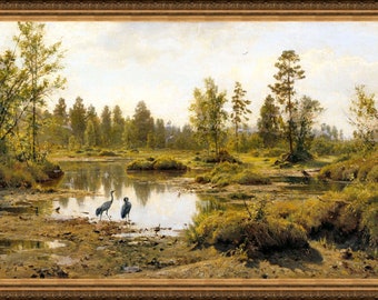 Ivan Shishkin, Swamp Polesie, 1890,  A4 / A3 reproduction fine art print. Heavyweight textured art paper / real art canvas, archival inks